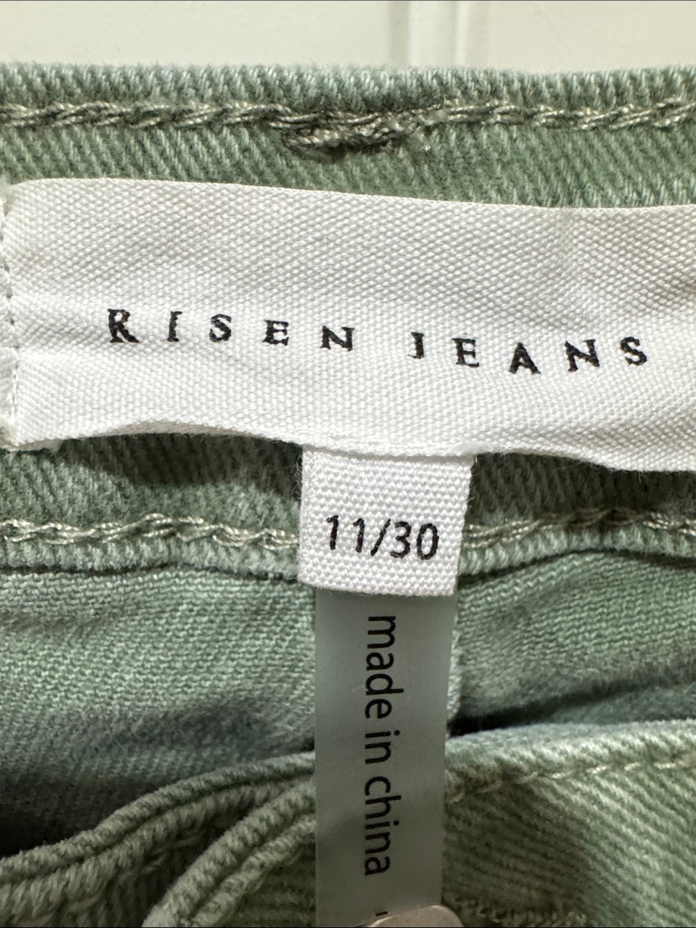 High-Rise Wide Leg Jeans in Sage Green - Picture 7 of 7